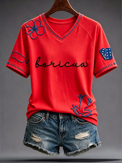 Women's Puerto Rico Art Printed T-Shirt