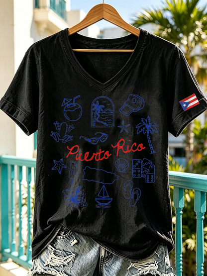 Women's Puerto Rico Printed short-sleeved T-shirt