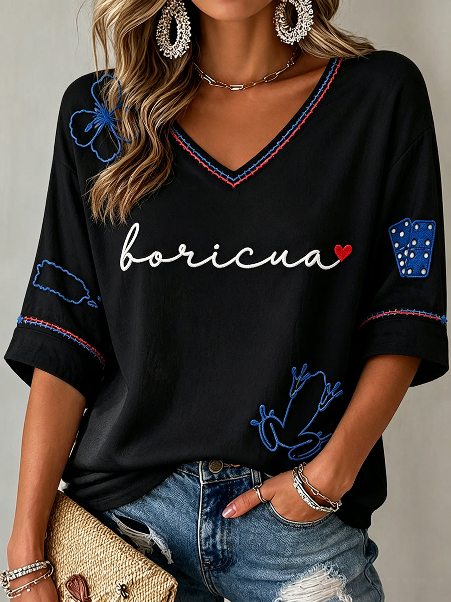 Women's Puerto Rico Art Printed T-Shirt