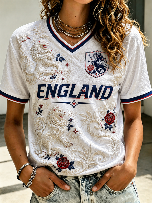 Women's Tudor rose print short-sleeved T-shirt