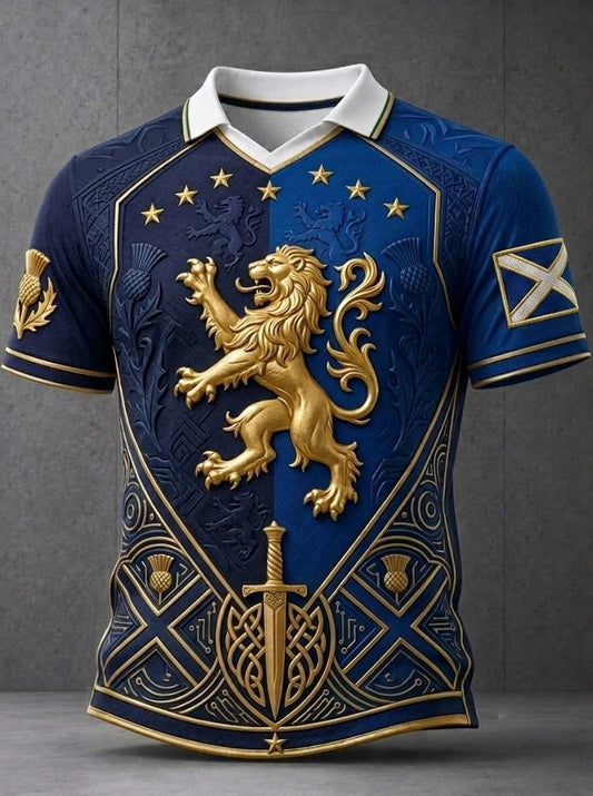 Men's UK Scotland Football Lover 2026 Printed V-Neck T-Shirt