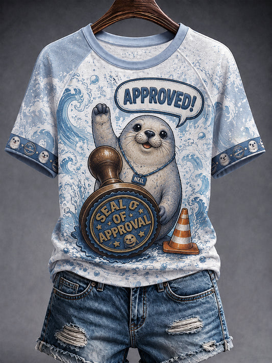 Women's Neil The Seal Round Neck Short Sleeve T-Shirt