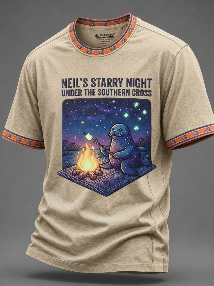 Men's Funny Neil The Seal Printed T-shirt