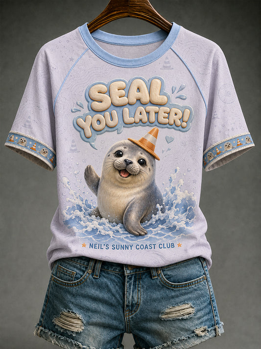 Women's Neil The Seal Round Neck Short Sleeve T-Shirt