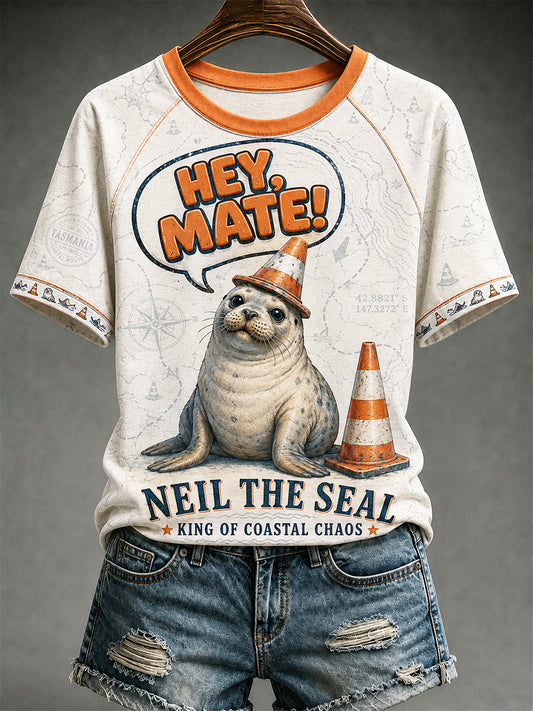 Women's Neil The Seal Round Neck Short Sleeve T-Shirt