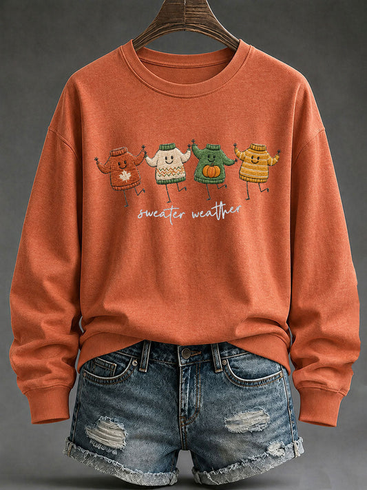 Women's 'Sweater Weather' Printed Casual Sweatshirt