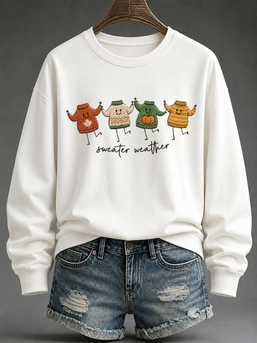 Women's 'Sweater Weather' Printed Casual Sweatshirt