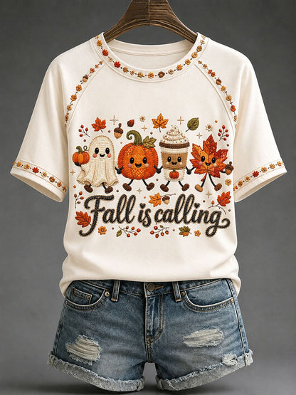 Women's Fall Is Calling Printed Casual T-Shirt