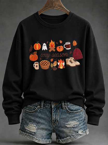 Women's Cozy Season Printed Casual Sweatshirt