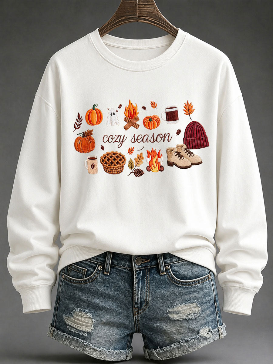 Women's Cozy Season Printed Casual Sweatshirt