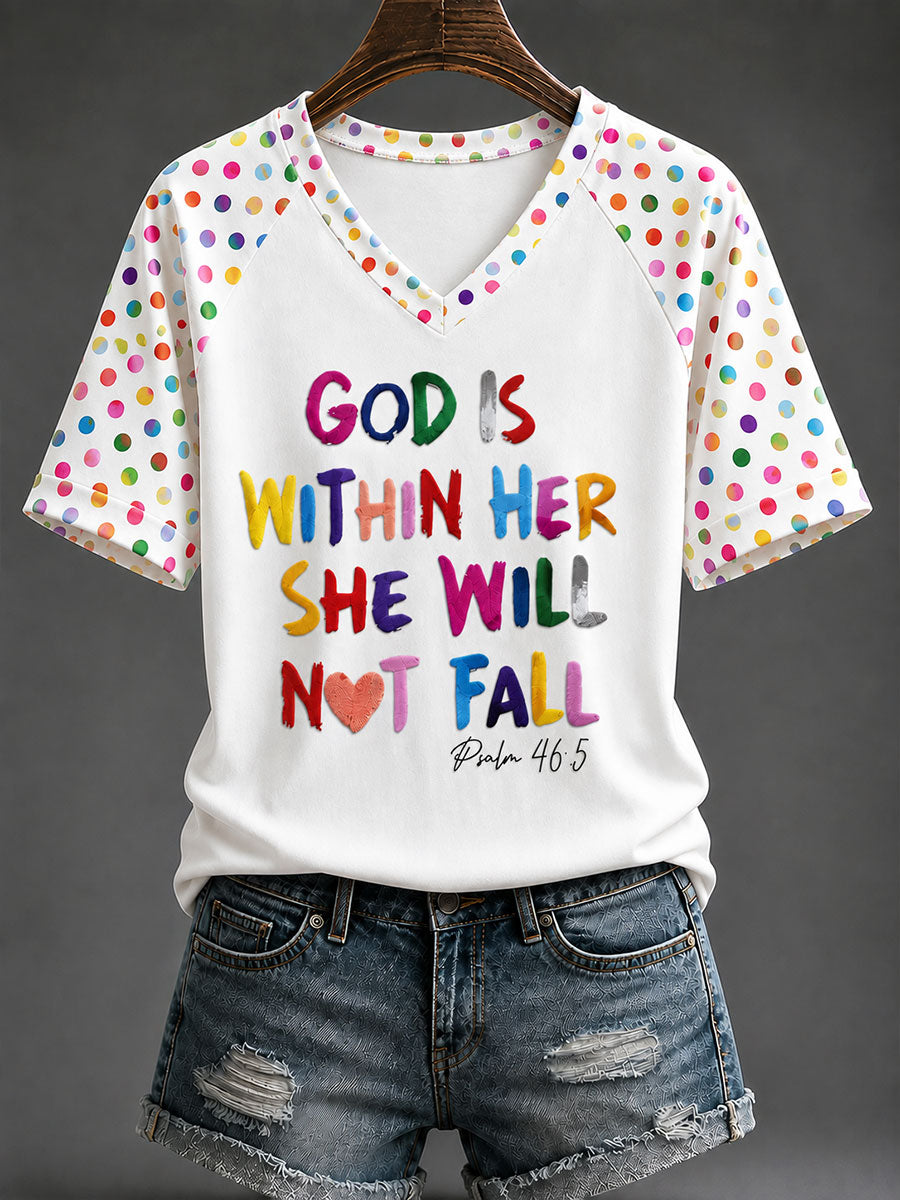 Women's 'God Is Within Her She Will Not Fall 'Printed Casual T-shirt
