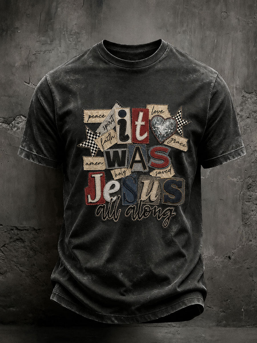 Men's 'It Was Jesus All Along' Printed Casual T-Shirt