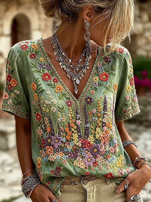Women's Elegant Cotton-Linen Top