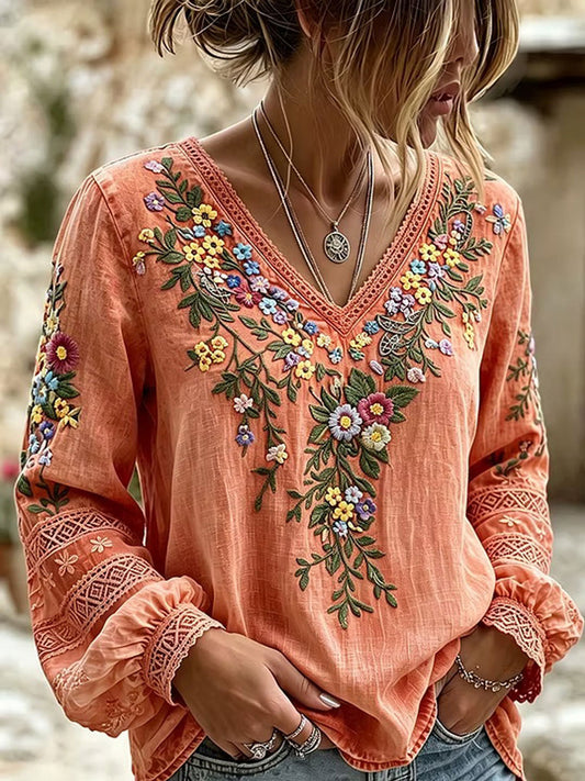 Women's Elegant Cotton-Linen Top