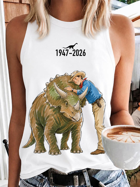 Women's 1947-2026 Memorial Vintage Dinosaur Graphic Vest Top