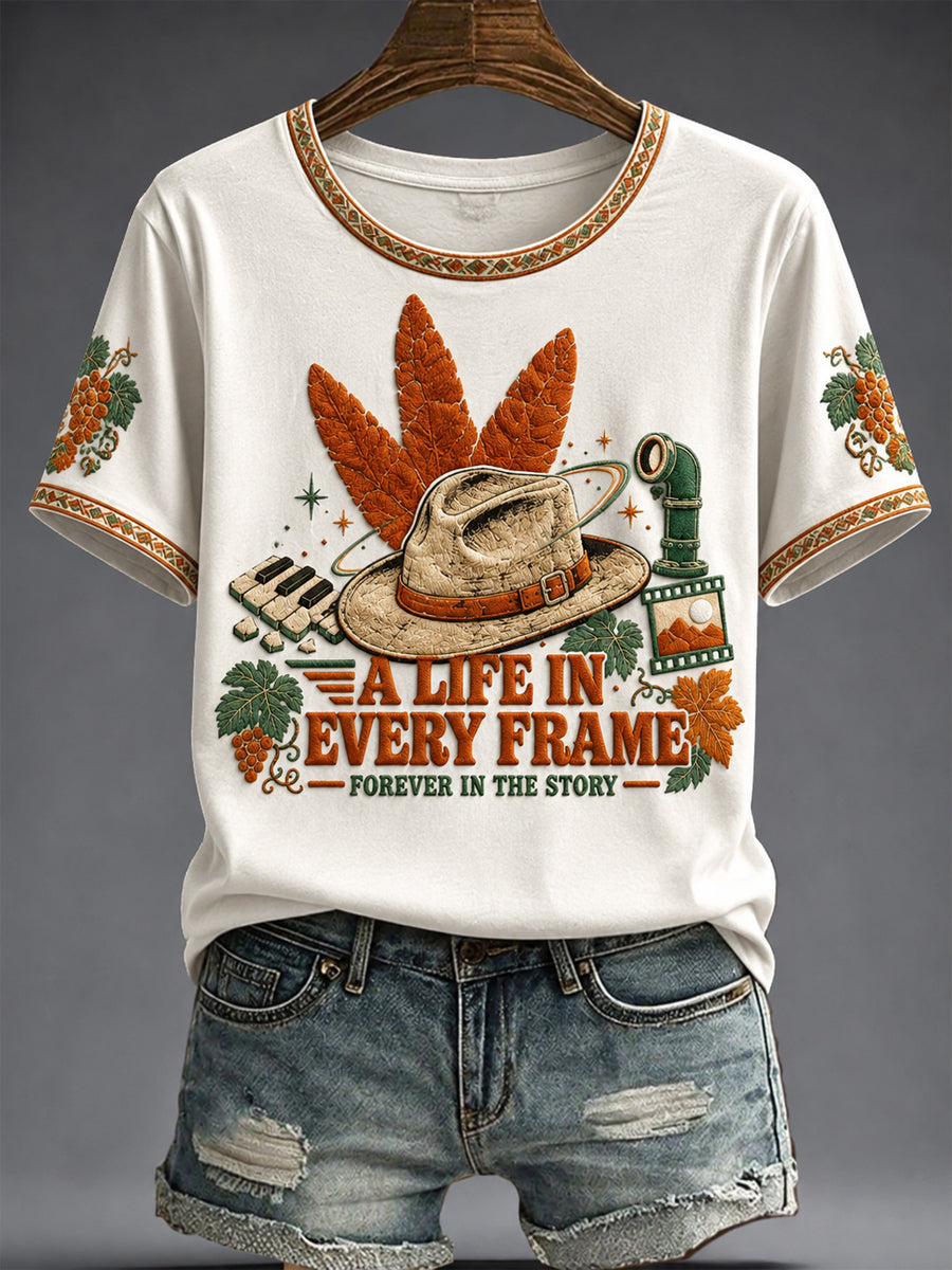 Women's A LIFE IN EVERY FRAME FOREVER IN THE STORY Printed T-shirt