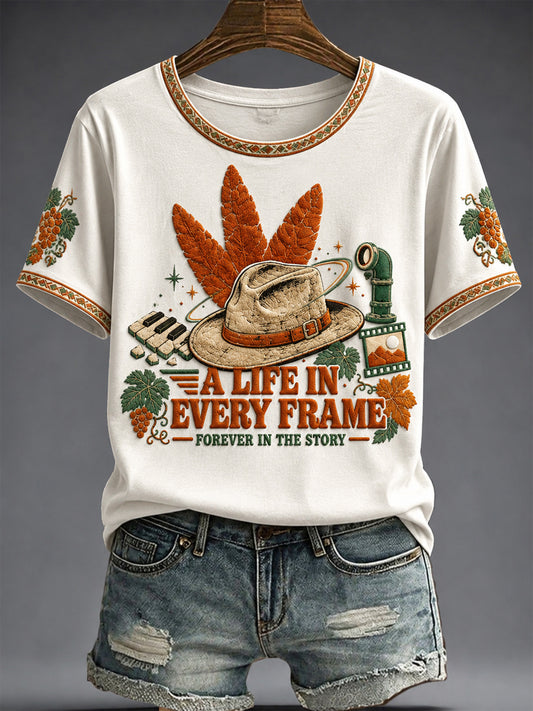 Women's A LIFE IN EVERY FRAME FOREVER IN THE STORY Printed T-shirt