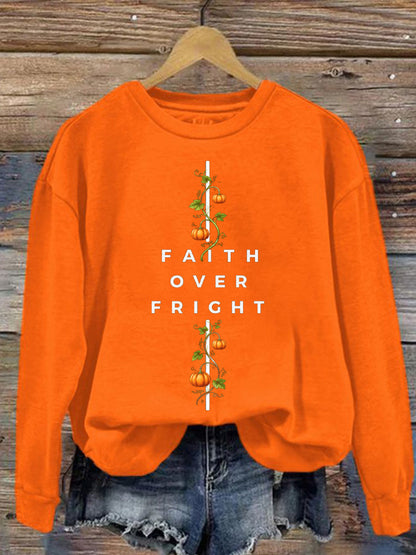 Women's Faith Over Fright Print Sweatshirt