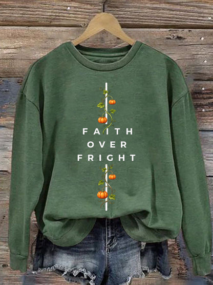 Women's Faith Over Fright Print Sweatshirt