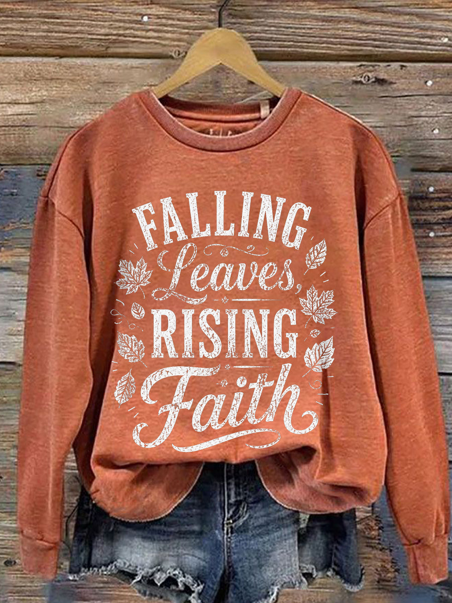 Women's Falling Leaves Raising Faith Print Sweatshirt