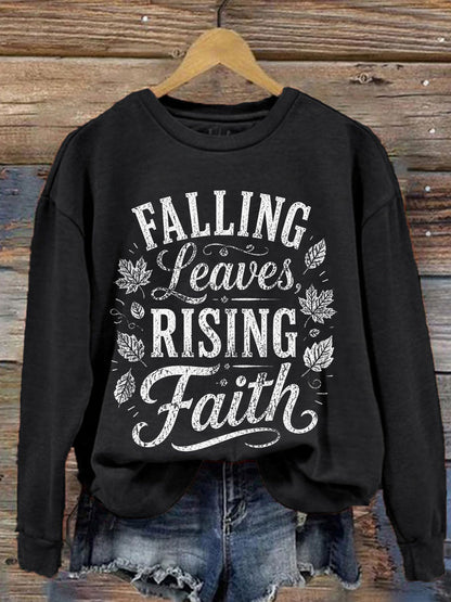Women's Falling Leaves Raising Faith Print Sweatshirt