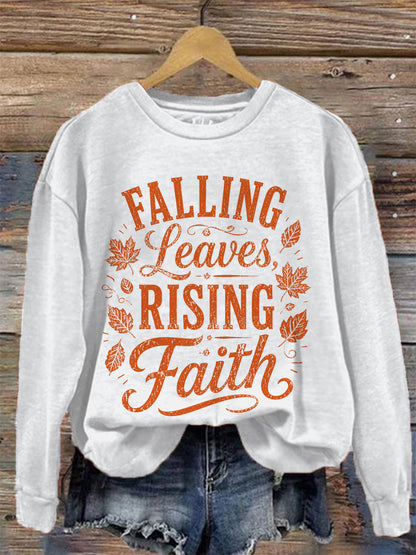 Women's Falling Leaves Raising Faith Print Sweatshirt