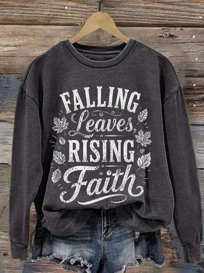 Women's Falling Leaves Raising Faith Print Sweatshirt