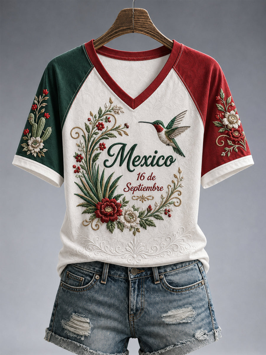 Women’s Mexico Independence Day Print Casual Short-Sleeve T-Shirt