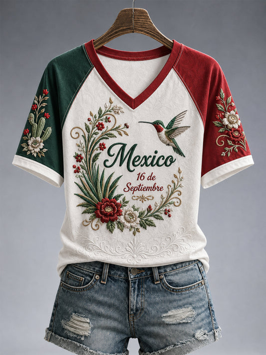 Women’s Mexico Independence Day Print Casual Short-Sleeve T-Shirt