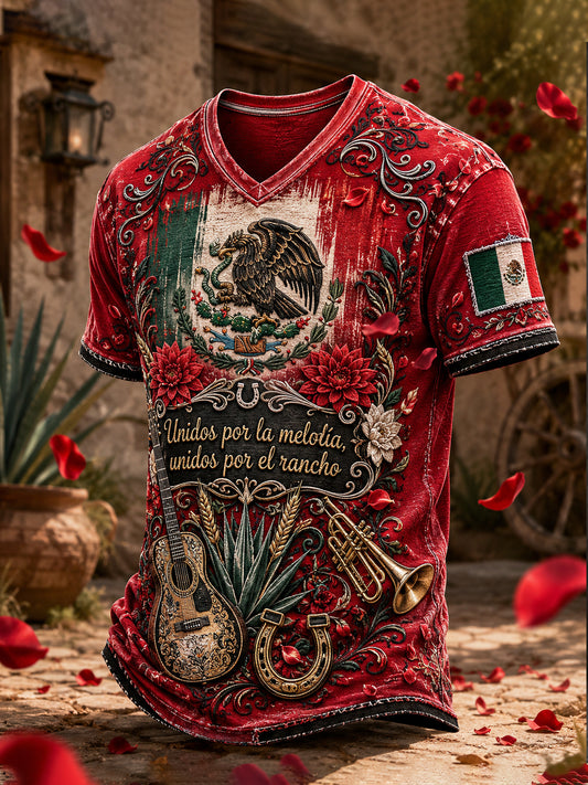 Men's Mexican Independence Day Commemorative Graphic Print T-Shirt