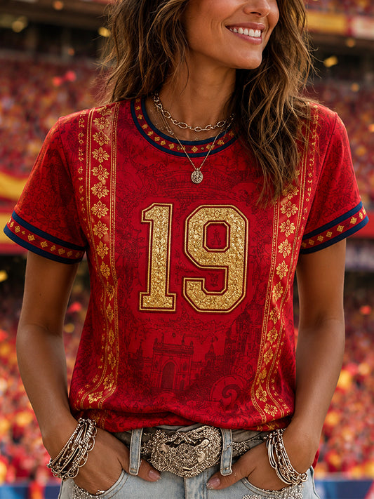 Women's Gift For Football Fans Print Casual Tee