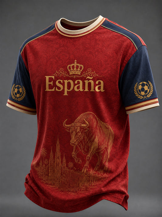 Men's Spanish Football Printed T-shirt