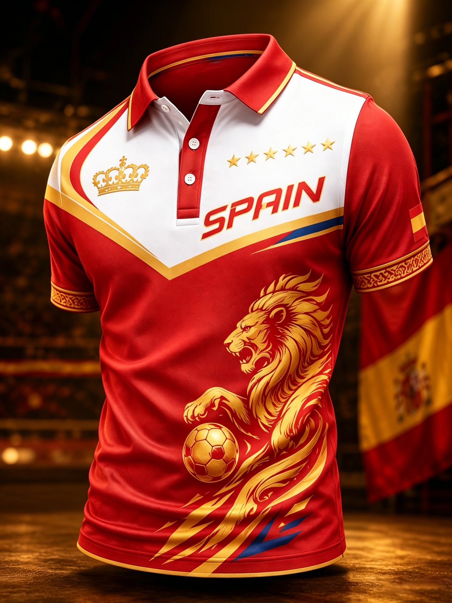 Men's Spanish Football Match Cheering Element Art Print Polo Shirt