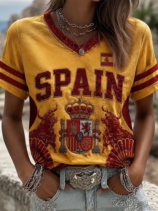 Women's Spain Football Short-sleeved T-shirt