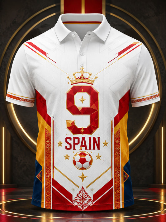 Men's Spanish Football Match Cheering Element Art Print Polo Shirt