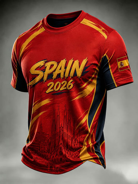 Men's Spain Football Lover Art Printed T-shirt