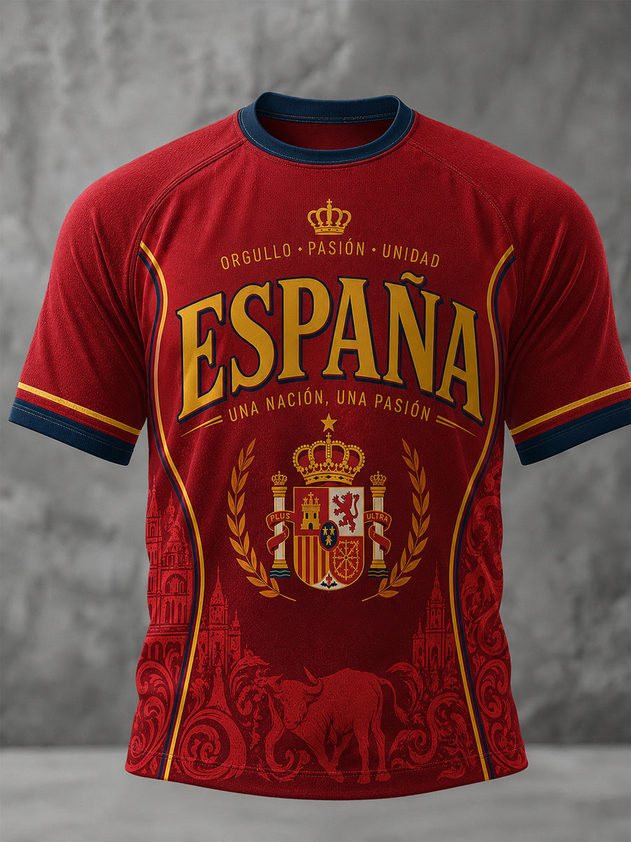 Men's Spanish Football Printed Casual short sleeves t-shirt