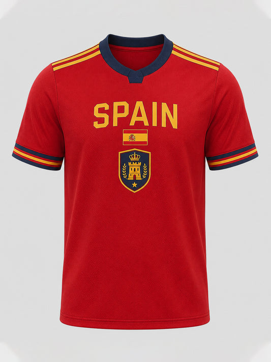 Men's Spanish Football Match Cheering Fan Art Print T-Shirt