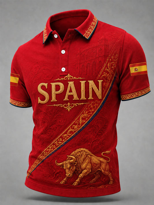 Men's Spain Print Casual Polo