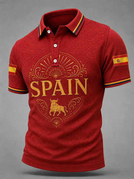 Men's Spain Print Casual Polo