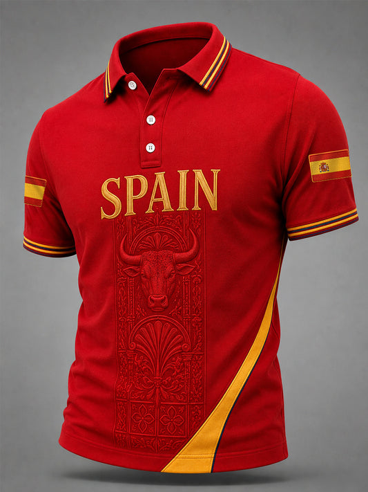 Men's Spain Print Casual Polo