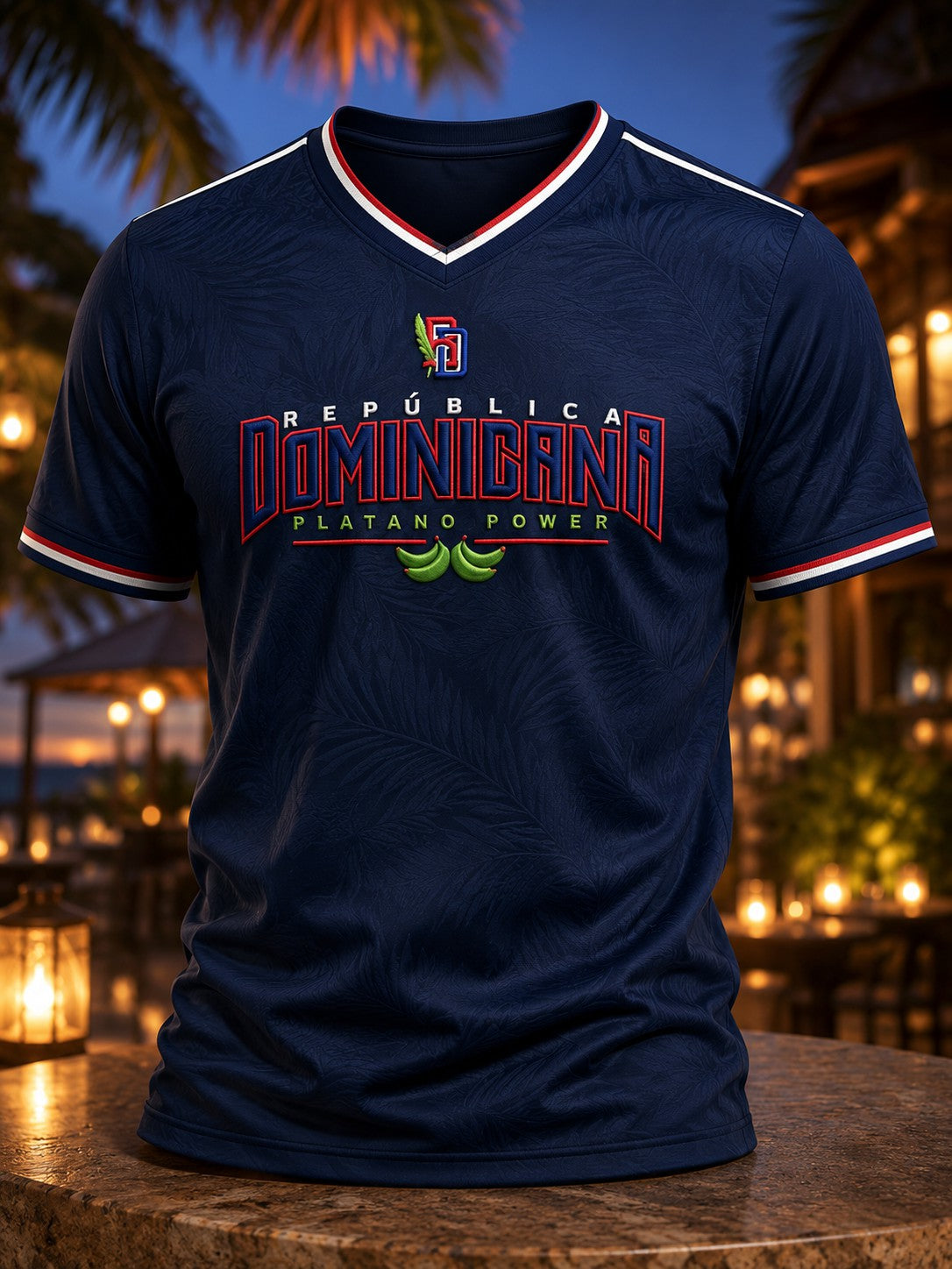 Men's Dominican Printed V-neck T-shirt