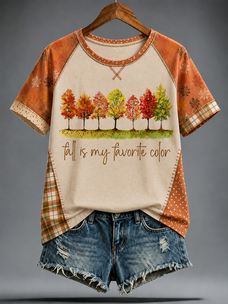 Women's Fall Is My Favorite Color round neck short sleeve T-shirt