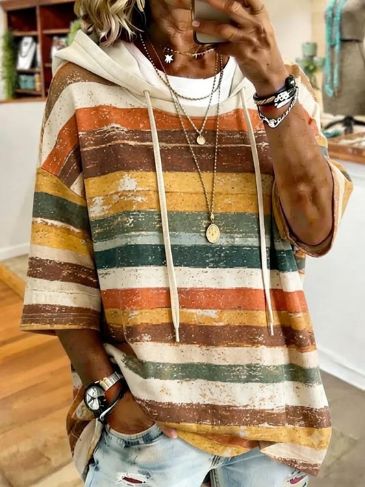 Women's Fall Is My Favorite Color Stripes Printed Hoodie