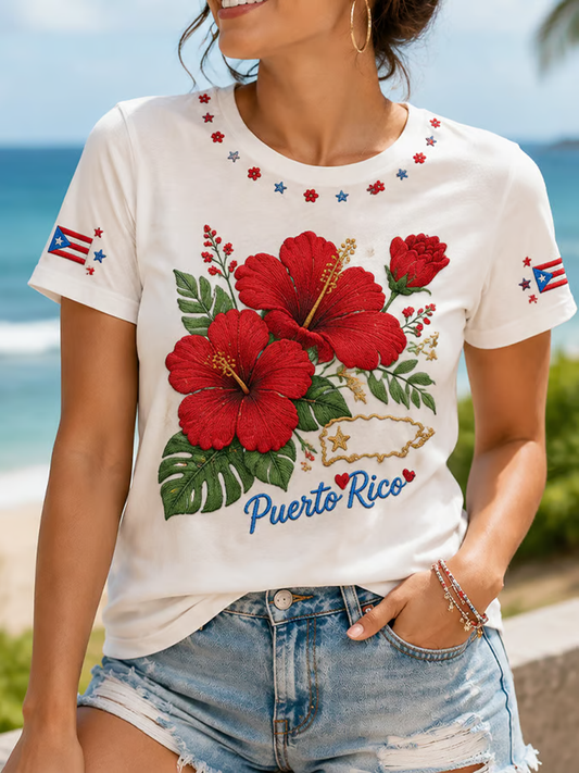 Women's Puerto Rico Printed short-sleeved T-shirt