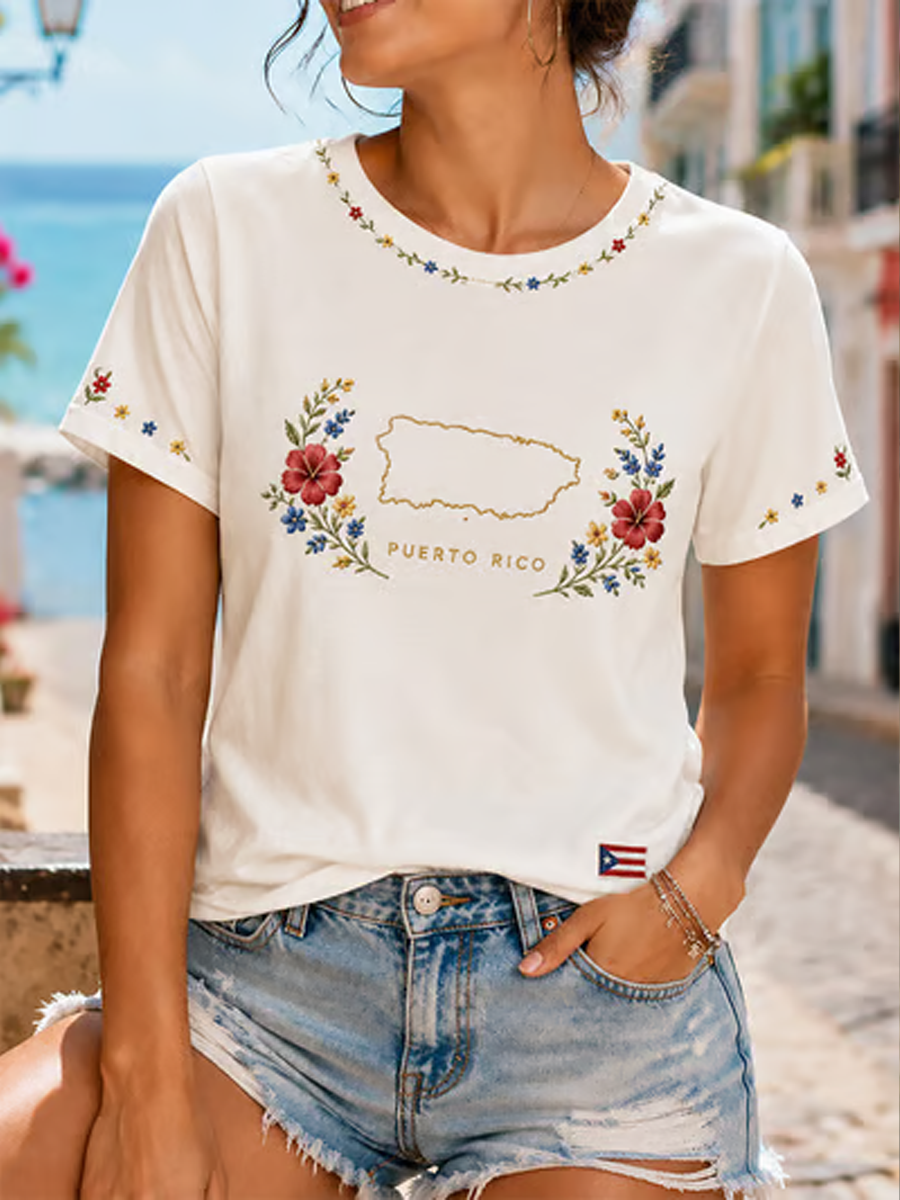 Women's Puerto Rico Printed short-sleeved T-shirt