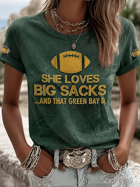 Vintage-Style Green Bay Football Cropped T-Shirt