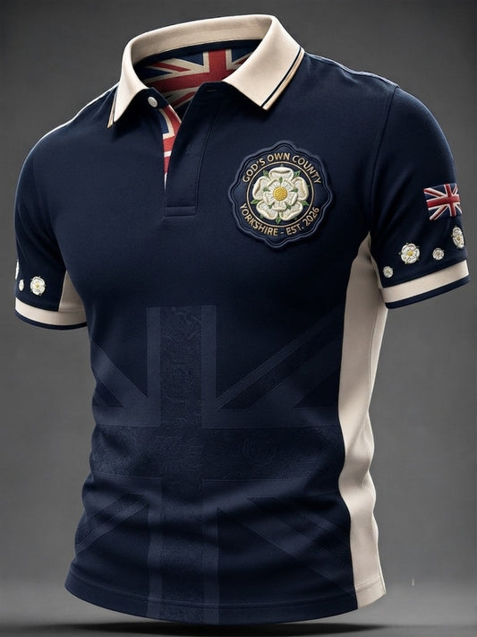 Men's England Yorkshire Day White Roses Art Printed Casual Tops
