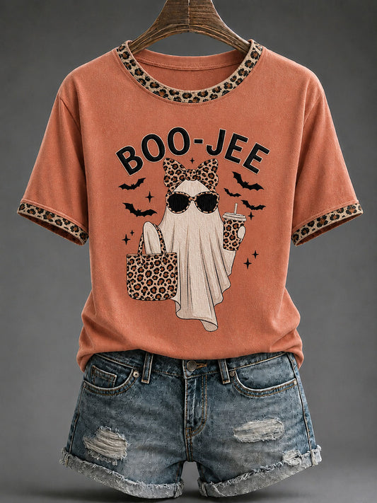 Women's Glam Ghost Print Casual T-Shirt