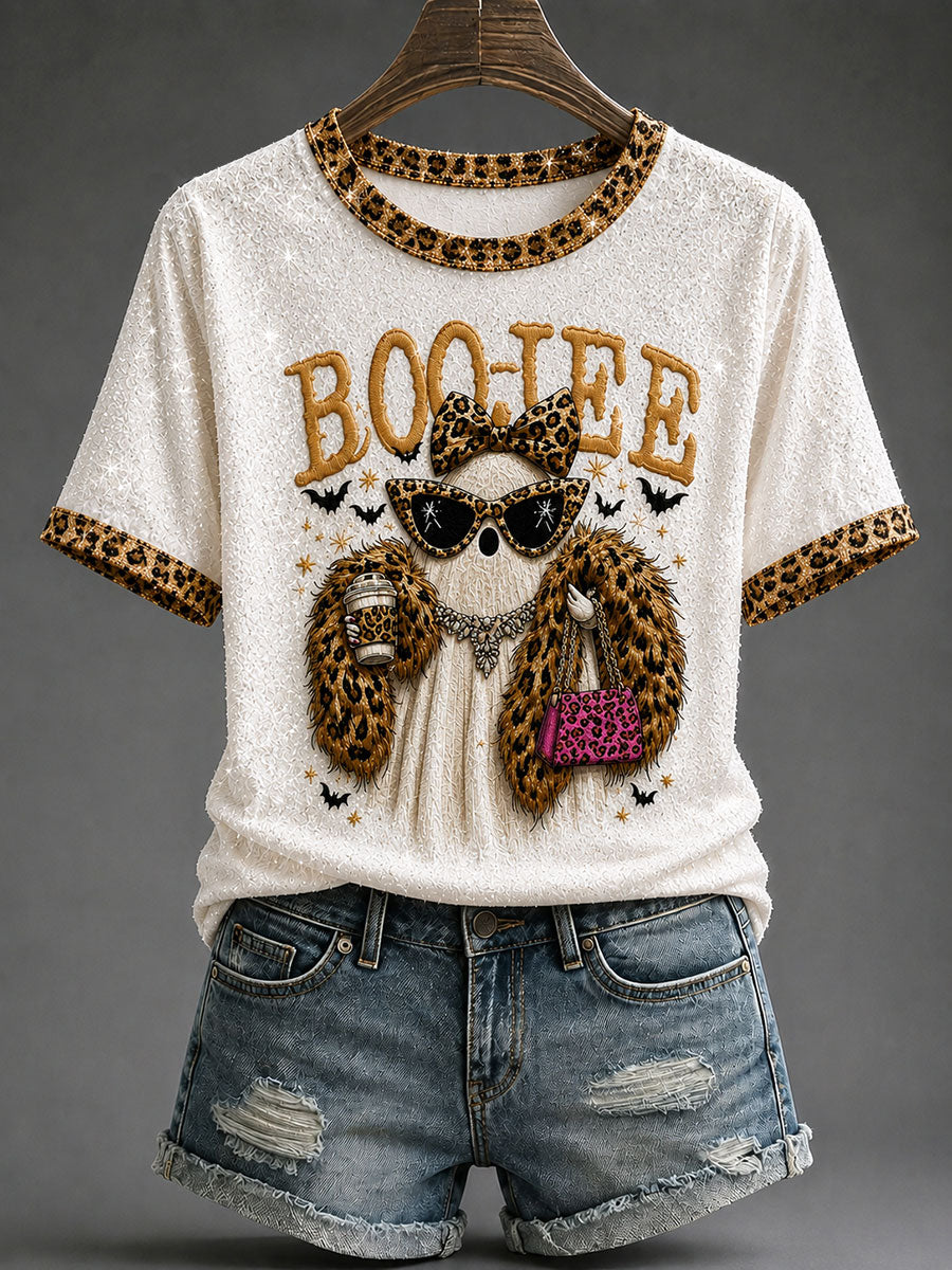Women's Glam Ghost Print Casual T-Shirt
